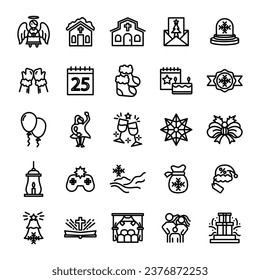 Set Christmas icon design. A symbol of celebrating Christmas on December 25. Suitable for celebrating Christmas, New Year, winter and New Year