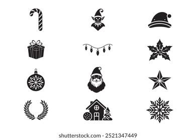 Set of Christmas icon element vector illustration on white background.