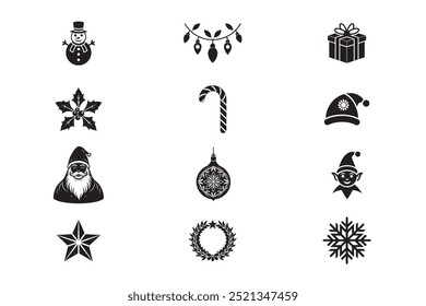 Set of Christmas icon element vector illustration on white background.