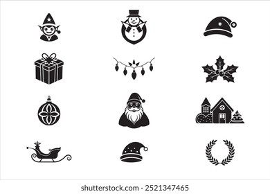 Set of Christmas icon element vector illustration on white background.