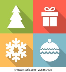 Set of Christmas icon. Flat style.