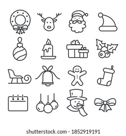 Set of Christmas icon. Holiday isolated concept. Modern outline on white background
