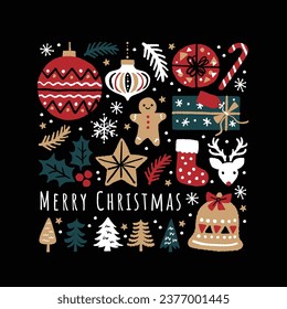 Set of christmas icon illustrations