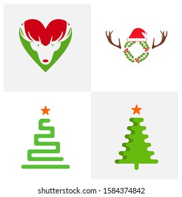 Set of Christmas Icon Logo Design Vector Template Concepts, Emblem, Concept Design, Creative Symbol, Icon