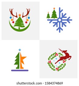 Set of Christmas Icon Logo Design Vector Template Concepts, Emblem, Concept Design, Creative Symbol, Icon