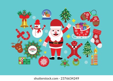 Set of Christmas icon and New Year elements