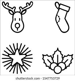 Set of christmas icon set on white background.
