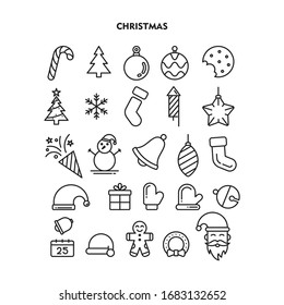 Set Of Christmas Icon, Christmas sign/symbol Line vector