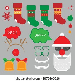 set of christmas icons for 2021