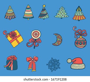 set of christmas icons  