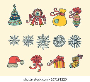 set of christmas icons  
