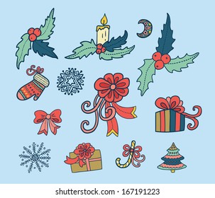 set of christmas icons  