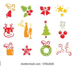 set of Christmas icons