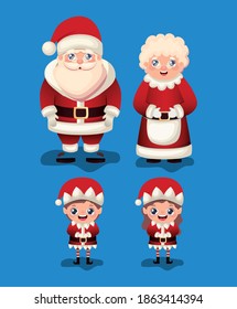 set of christmas icons in blue background vector illustration design