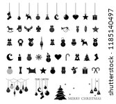 set of christmas icons, christmas-tree decorations, patterns for greeting cards, flat vector illustration