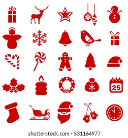 Set of Christmas icons. Christmas decorations objects and symbols collection.