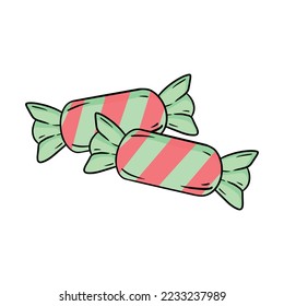 set of Christmas icons with a delicate design, Christmas food, Christmas supplies, cookies, candy and gifts
