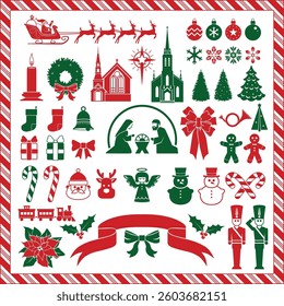 Set of Christmas icons and design elements