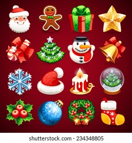 Set of Christmas Icons. In the EPS file each element is grouped separately.