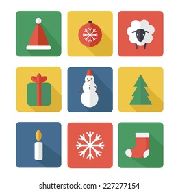 Set of Christmas icons, flat icons