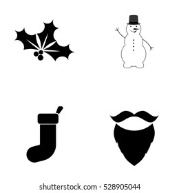 Set Christmas icons, flat design template, vector illustration