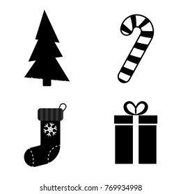 Set Christmas icons, flat design template, Xmas symbols, vector illustration
