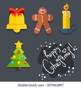 Set of Christmas icons in flat style