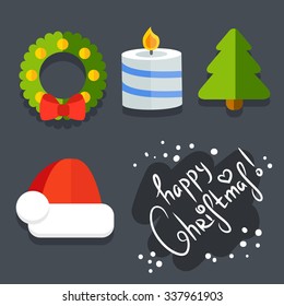 Set of Christmas icons in flat style