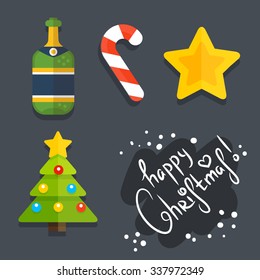 Set of Christmas icons in flat style