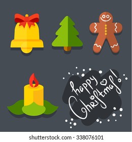 Set of Christmas icons in flat style