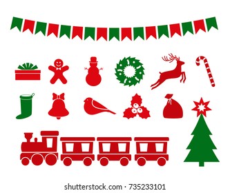 Set of Christmas icons in a flat style isolated on white background. vector illustration
