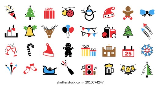 Set of Christmas icons illustration vector.
