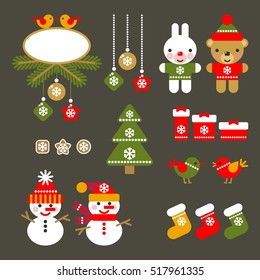 Set of Christmas Icons Isolated. Flat Style. Modern Trendy Design. Vector Illustration.