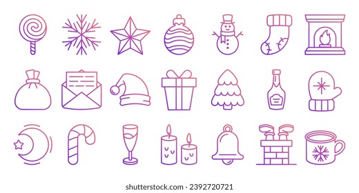Set of Christmas icons isolated on white