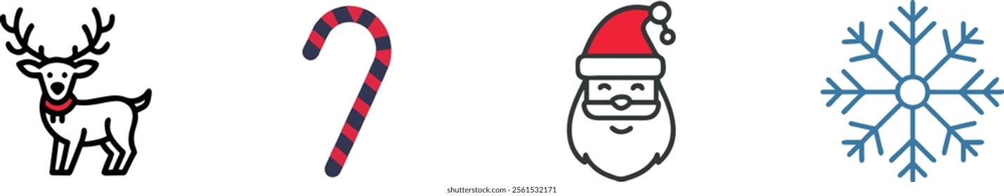  Set of Christmas Icons Isolated On White Background.