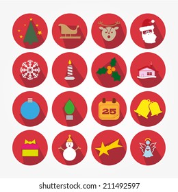 Set of Christmas icons with the main object of the feast