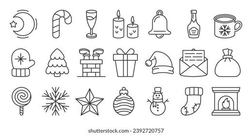 Set of Christmas icons on white background