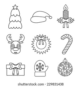 Set of Christmas icons outline. Isolated. vector illustration