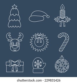 Set of Christmas icons outline. Vector illustration