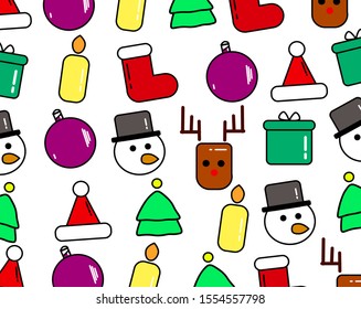 Set of Christmas Icons pattern Isolated. Flat Style. Modern Trendy Design. Vector Illustration. 