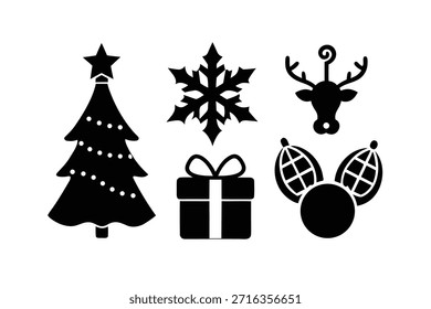 Conjunto de iconos de Navidad en formato raster