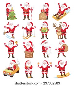Set of christmas icons with Santa Claus