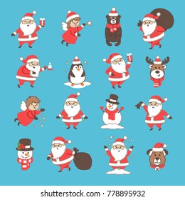 Set of Christmas Icons with Santa Claus