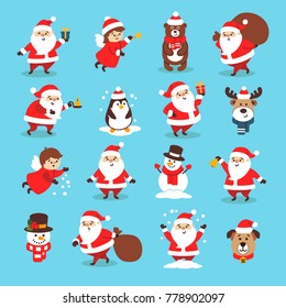 Set of Christmas Icons with Santa Claus
