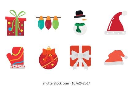 Set of christmas icons. Christmas season. Vector illustration