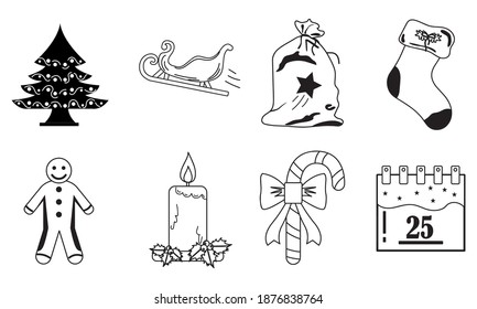 Set of christmas icons. Christmas season. Vector illustration
