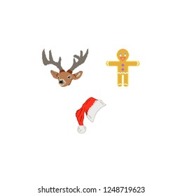 Set of Christmas icons, smiles. Characters Pixel art. Game set. New Year.