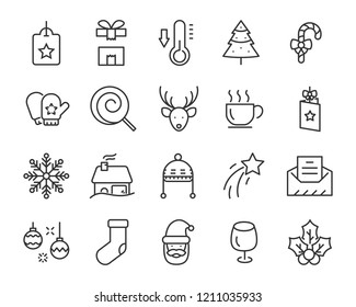 set of christmas icons, such as new year, celebration, december, cake