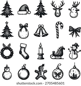 set of Christmas icons trees 