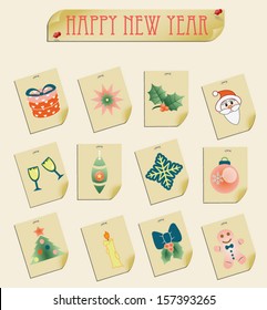 set of christmas icons vector